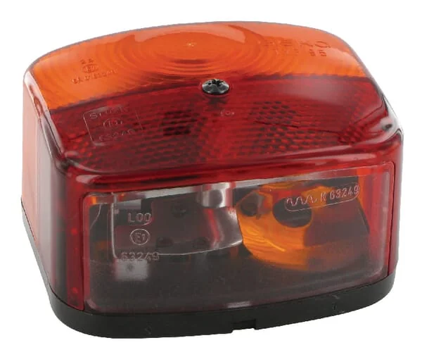 Geka - BBSK95R - Rueckleuchte Rechts Quadratisch, 12V, Gelb/Rot, Aufschraubbar, Flachstecker, Geka