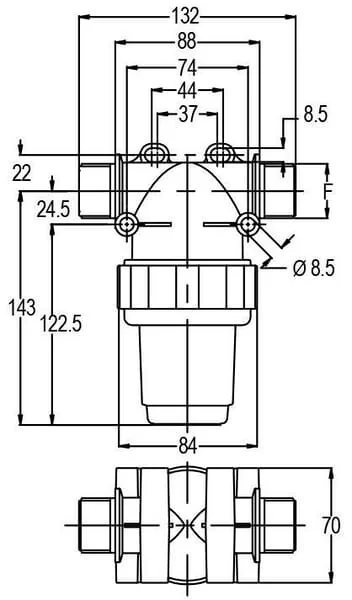 GEOline - 8110010 - Druckfilter 1"m 150 l/min 80 Mesh