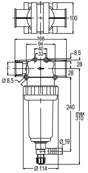 GEOline - 8122005 - Druckfilter 1 1/2"f 280 l/min 50 Mesh