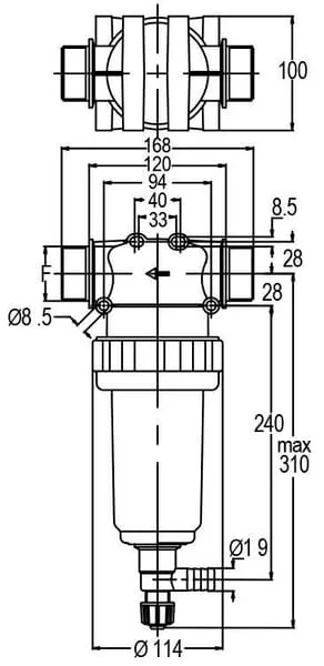 GEOline - 8128005 - Druckfilter 1 1/2"m 280 l/min 50 Mesh
