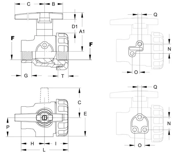 GEOline - 8217401 - 2" 2-Wege-Kugelhahn Frontplattenmontage