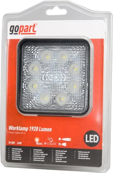 Gopart - LA15025 - Arbeitsscheinwerfer LED, 24W, 1920LM, Quadratisch, 10/30V, 110x45x110mm, Flood-Strahl, 8 LED