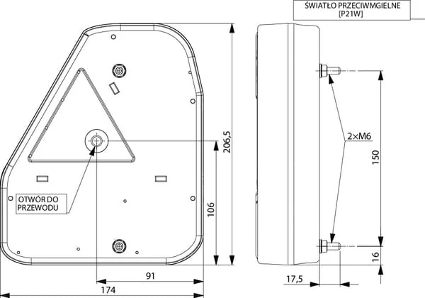 Gopart - LA45010 - Heckleuchte Rechteckig, 12/24V, Rot/Orange, 206x54.5x174mm – Rechts