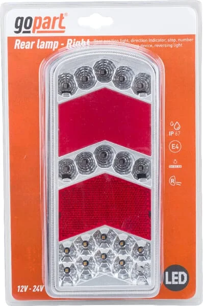 Gopart - LA45018R - Heckleuchte LED, Rechteckig, 12-24V, 228x106x40mm – Rechts