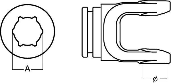 Gopart - PTO9L25OTYGP - Gabel, Profilrohr, 61x61mm, L25