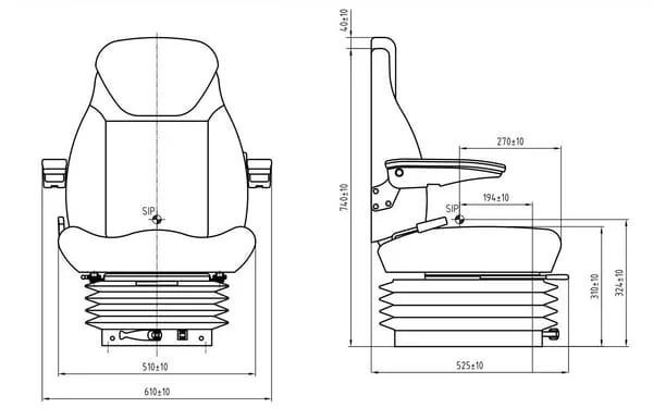Gopart - TS48000GP - Stoffbezugssitz, mechanische Federung