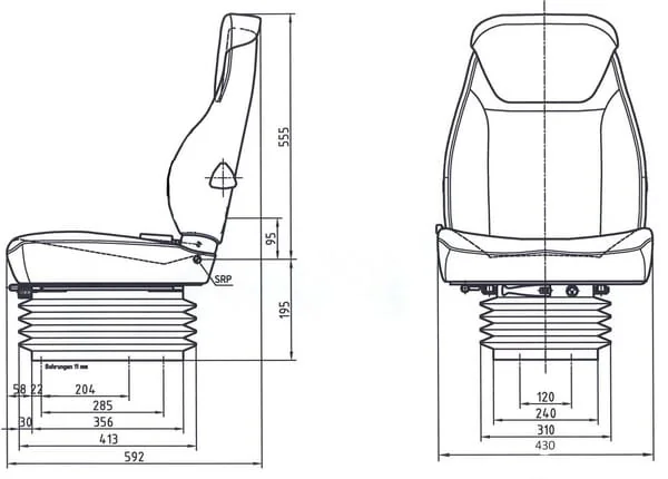 Gopart - TS53000GP - Sitzschale luftgefedert PVC