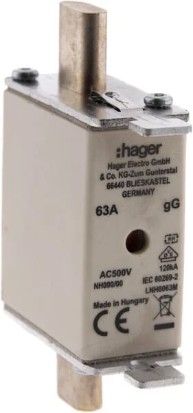 Hager - LNH0063M - Sicherung Standard-Messer 500V 63A