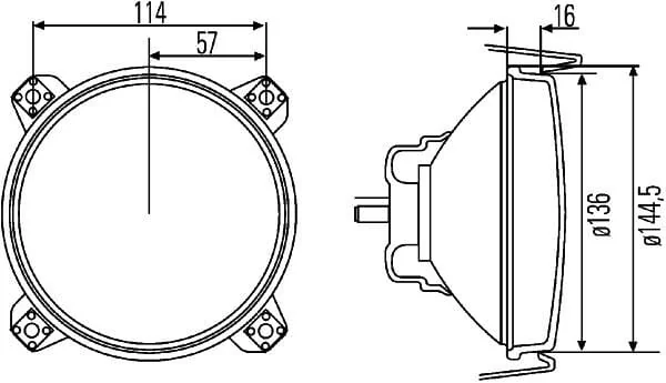 Hella - 1A3005649007 - Scheinwerfer Halogen, Rund, 12V, Transparent, Diameter 144,5 mm, Hella
