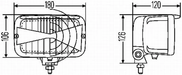 Hella - 1AB007145007 - Halogenscheinwerfer, Rechteckig, 12V, Transparent/Gelb, Aufschraubbar, 180x120x126 mm, Hella