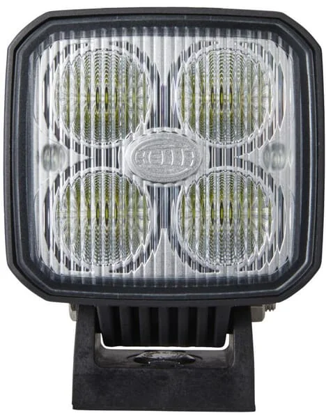 Hella - 1GA996284002 - Arbeitsscheinwerfer LED, 1000LM, Quadratisch, 12/24V, Weiss, 122x53x95mm, Klemme, Flood, 4 LEDs