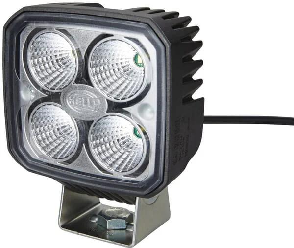 Hella - 1GA996284012 - Arbeitsscheinwerfer LED, 1000LM, Quadratisch, 12/24V, Weiss, Klemme, Spot-Strahl, 4 LEDs