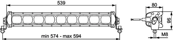 Hella - 1GJ360002002 - Arbeitsleuchte, 9 LEDs, 66W, 3500LM, 539x86mm, Deutsch-Stecker, Lange Ausleuchtung, LBX-540