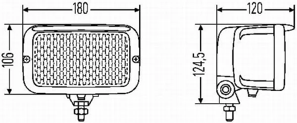 Hella - 1LB007145047 - Scheinwerfer Halogen, Rechteckig, 12V, Transparent, Aufschraubbar, 180x120x126mm