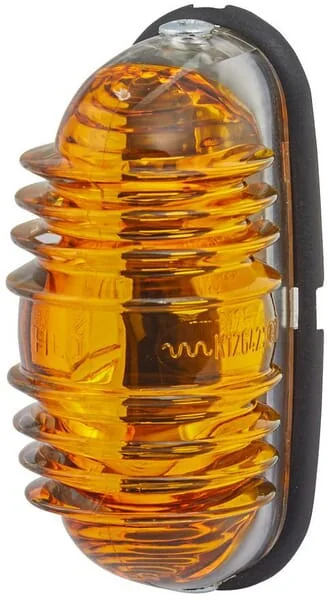 Hella - 2BA001227201 - Kontrollleuchte 18W, Oval, 12V, Gelb, Gehaeuse: Silber, Aufschraubbar, 83x41mm