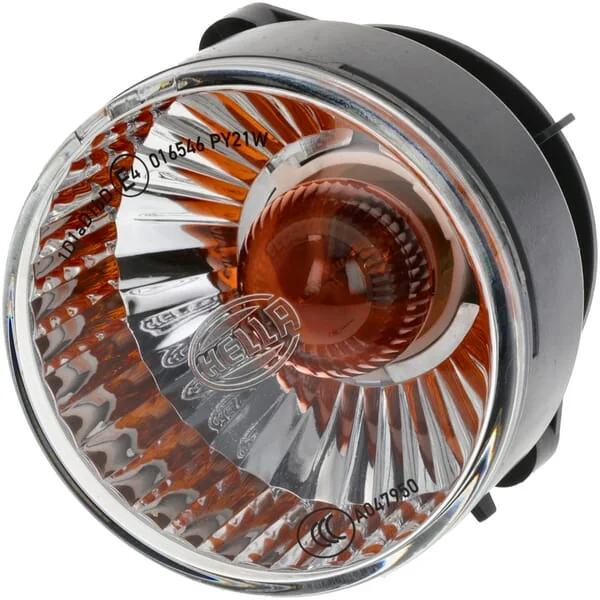 Hella - 2BA009001167 - Kontrollleuchte 21W, Rund, 24V, Transparent/Orange, Aufschraubbar, Diameter 66mm AMP-Stecker