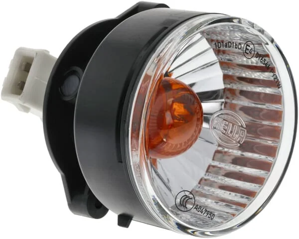 Hella - 2BA009001167 - Kontrollleuchte 21W, Rund, 24V, Transparent/Orange, Aufschraubbar, Diameter 66mm AMP-Stecker