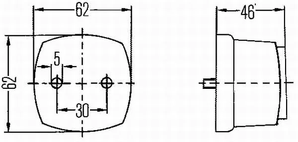 Hella - 2PG003057067 - Markierungsleuchte 5W, Quadratisch, 12V, Transparent/Weiß, Verschraubt, 62x46x62mm, Hella