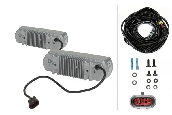 Hella - 2PT009496801 - Tagfahrlicht LED, 5/11W, Rechteckig, 12/24V, Weiß, Gehäuse: Silber, Aufschraubbar, 3 LEDs, Hella – Vorne