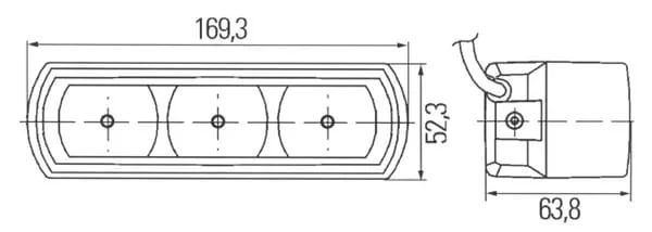 Hella - 2PT009496801 - Tagfahrlicht LED, 5/11W, Rechteckig, 12/24V, Weiß, Gehäuse: Silber, Aufschraubbar, 3 LEDs, Hella – Vorne