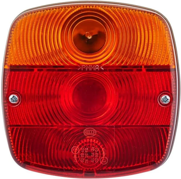 Hella - 2SE002578701 - Rückleuchte Quadratisch, 12/24V, Rot/Orange/Weiß, Aufschraubbar, 121x56x121mm, Hella