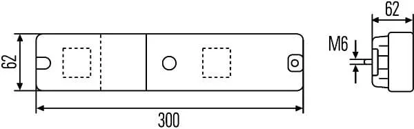 Hella - 2VA997113001 - Rückleuchte Rechteckig, 12/24V, Orange/Rot, Aufschraubbar, 300x62mm, Hella