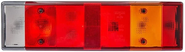 Hella - 2VD007323131 - Rückleuchte Rechteckig, 24V, Transparent/Bernstein/Rot, Aufschraubbar, 476x83x131mm, 8-Polig, Hella