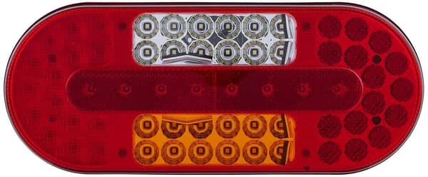 Hella - 2VP357017011 - Rückleuchte Links LED, Rechteckig, 10/30V, Rot/Bernsteinfarben/Transparent, Aufschraubbar, 323x38x134mm, Hella Valuefit