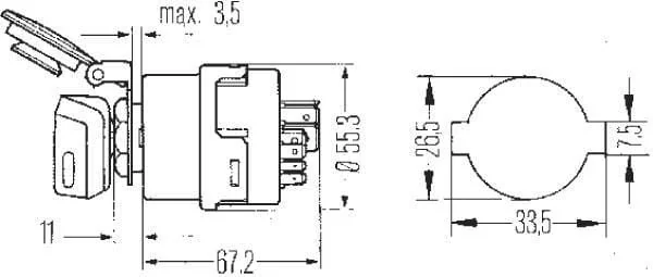 Hella - 6JB003959011 - Zuend-/Startschalter, 12/24V, P-0-1-2-3, 10-Polig, Ein/Aus-Schalter/Sicherheitsschalter/Start/Vorgluehen