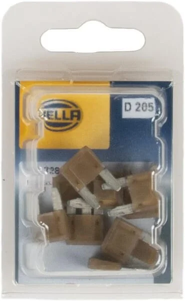 Hella - 8JS728596202 - Sicherung Mini-Flachstecker 32V 7,5A Länge 16,3mm Braun Packung 10x