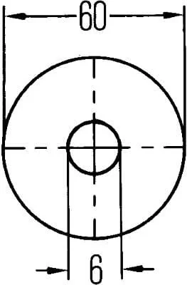 Hella - 8RA002014232 - Rueckstrahler, Diameter 60mm, Rot, Mit 6mm Loch, E24 0030 – Hinten
