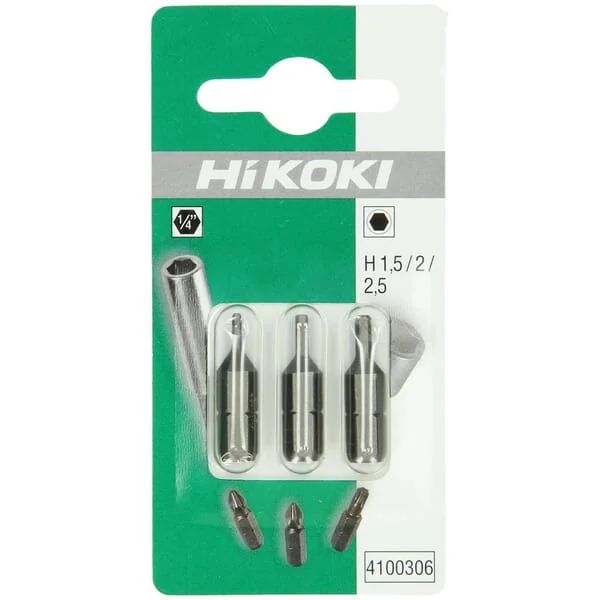 Hikoki - 4100306 - Bits Sechskant 1,5 / 2 / 2,5 -25mm (3x)