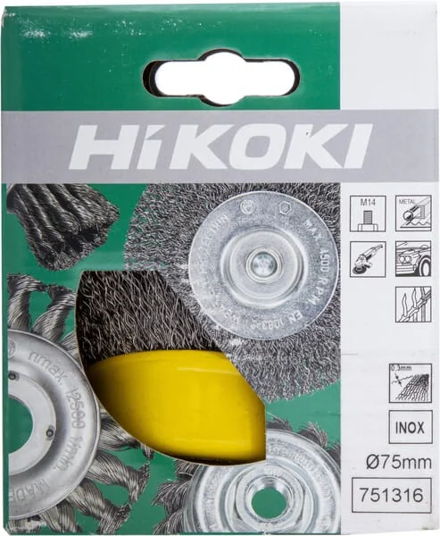 Hikoki - 751316 - Kombi Edelstahl 75mm M14 0.3 Gekraeuselt