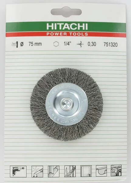 Hikoki - 751320 - Runde Bürste 75mm x 0,3, Gewellter Draht