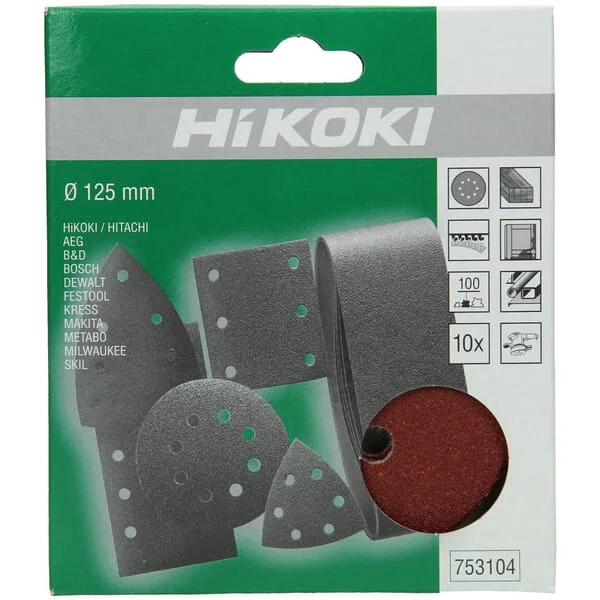 Hikoki - 753104 - Schleifscheibe Diameter 125mm K100 10 Stück