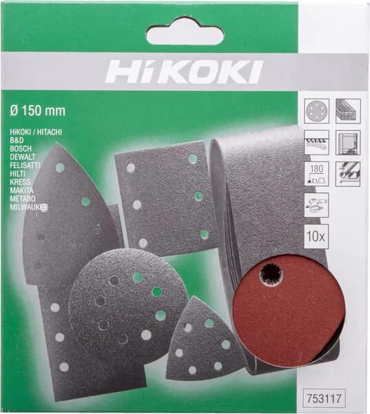 Hikoki - 753117 - Schleifscheibe Diameter 150mm K180 Packung mit 10