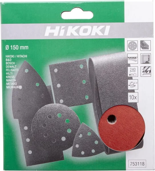 Hikoki - 753118 - Schleifscheibe Diameter 150mm K240 Packung mit 10