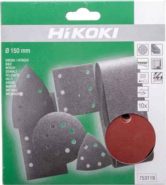 Hikoki - 753119 - Schleifscheibe Diameter 150mm K320 Packung mit 10 Stueck
