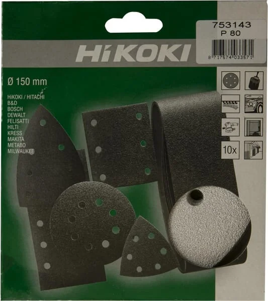 Hikoki - 753143 - Schleifscheibe Diameter 150mm K80 10 Stück