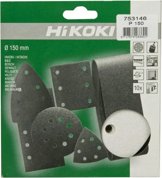 Hikoki - 753146 - Schleifscheibe Diameter 150mm K150 10 Stück