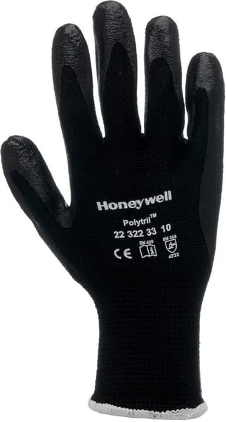 Honeywell - 223223309 - Arbeitshandschuhe Schwarz Polyamid/Baumwolle 25,5 cm Lang Groesse 9/L Polytril™