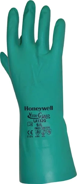 Honeywell - HSLA132GS - Arbeitshandschuhe Aus Gruenem Nitril 33 cm Lang, Groesse 7/S Nitriguard Plus Work