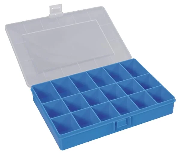 Hünersdorff - WE6083 - Sortimentskasten 250x170x46mm, Blau Polypropylen, 18 Fächer