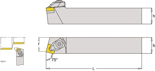 Huvema - DSBNR2525M12 - Drehhalter, Rechts 75° DSBNR