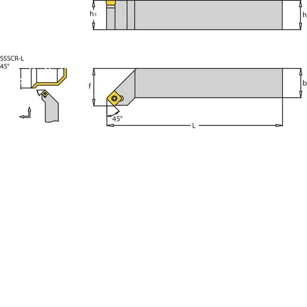 Huvema - SSSCR1616H09 - Drehhalter, Rechts 45° SSSCR