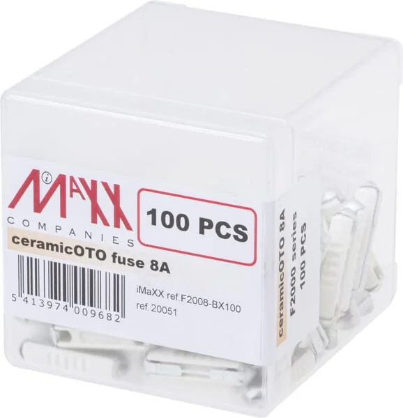iMaXX - SI12008 - Sicherung Torpedo 8A Laenge 25mm Weiss Pack 100x iMaXX