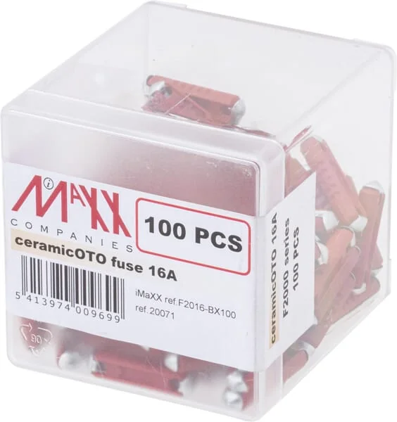 iMaXX - SI12016 - Sicherung Torpedo 16A Laenge 25mm Rot Verpackung 100x iMaXX
