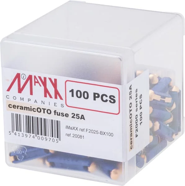 iMaXX - SI12025 - Sicherung Torpedo 25A Laenge 25mm Blau Verpackung 100x iMaXX
