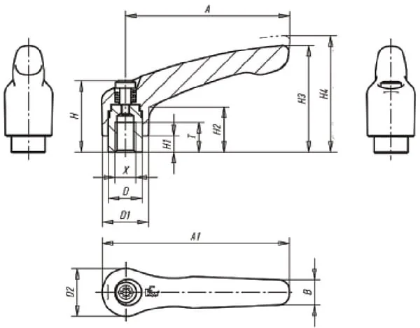 Kipp - K01221061 - Spannhebel Gr.1 M6