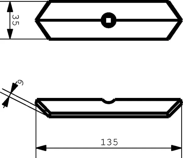 Kongskilde - 101003074 - Kultivatorzinke 135x35x6mm 1 Reversible Bohrung